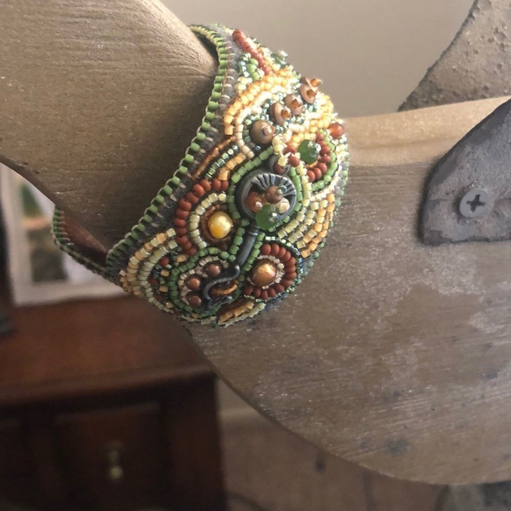 Handmade In Yosemite Beaded Cuff Bracelet Boho, Cottagecore